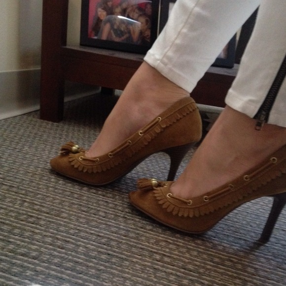Mia loafer heels tan cognac fringe tassle 8.5 - Picture 4 of 4