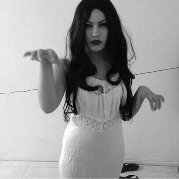 White silk nightgown vampire Halloween 1930's