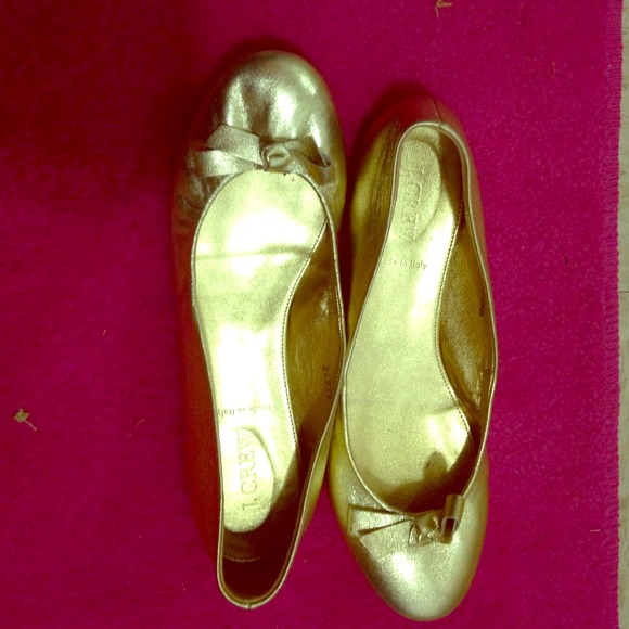 J crew gold flats
