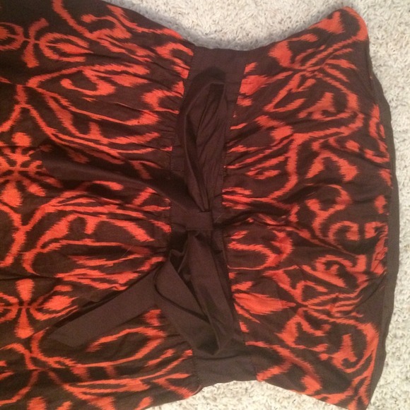 Brown and orange strapless dress - Picture 3 of 3