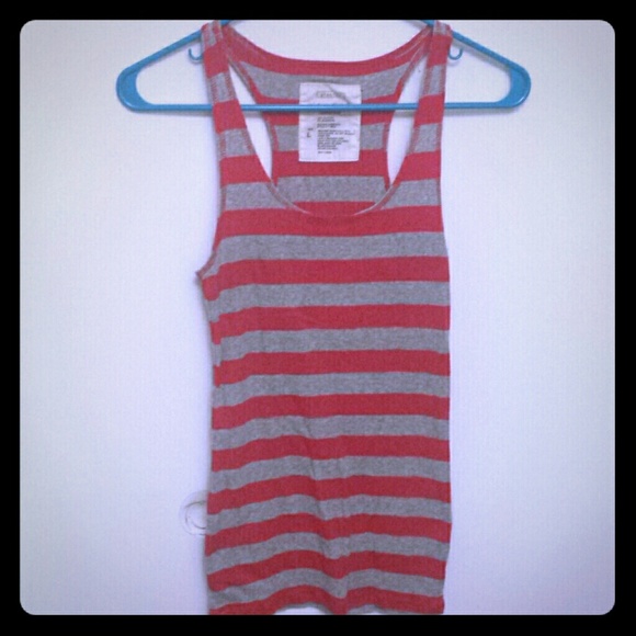 Grey and red striped stretch layering tank top