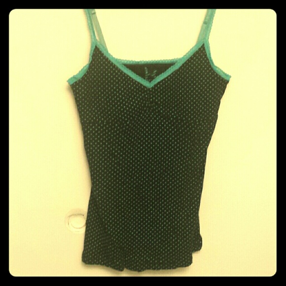Black with blue straps and polka dots tank top