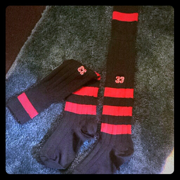 Knee High black and red sports socks