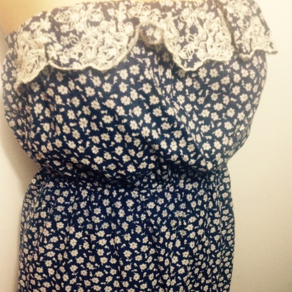 Strapless navy dress
