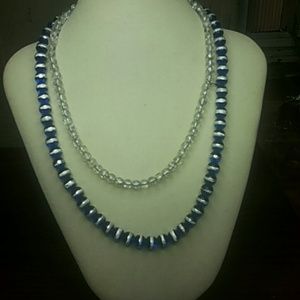 Blue silver glass necklace