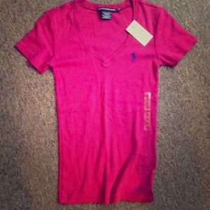 💯 Authentic Ralph Lauren Pink V-neck shirt!! 💕