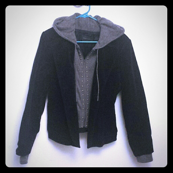 Corduroy Blazer hood combo with zipper and studs