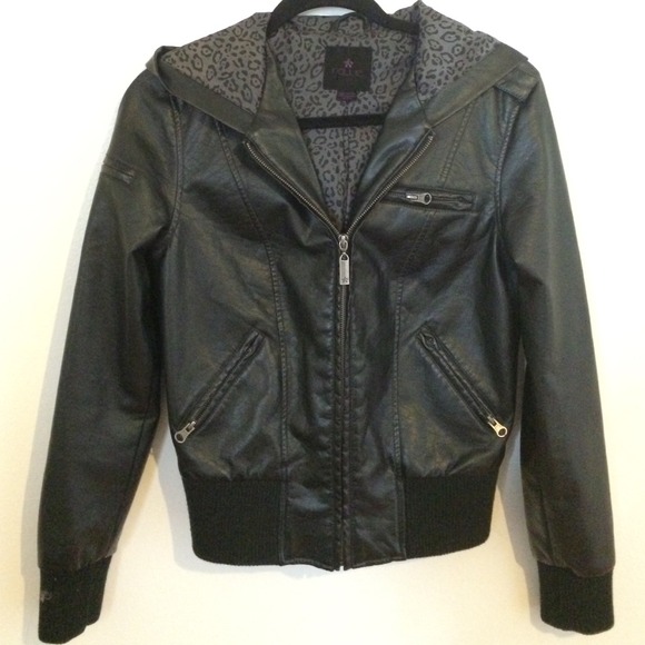 *SOLD* A sun nollie leather hooded jacket