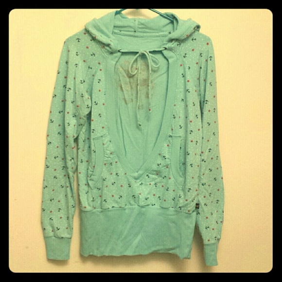 Funky blue nautical pinup rockabilly retro hoodie