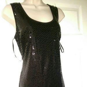 Black Sparkling Tank Short Dress