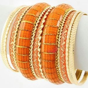 Orange & Gold Bangle Set