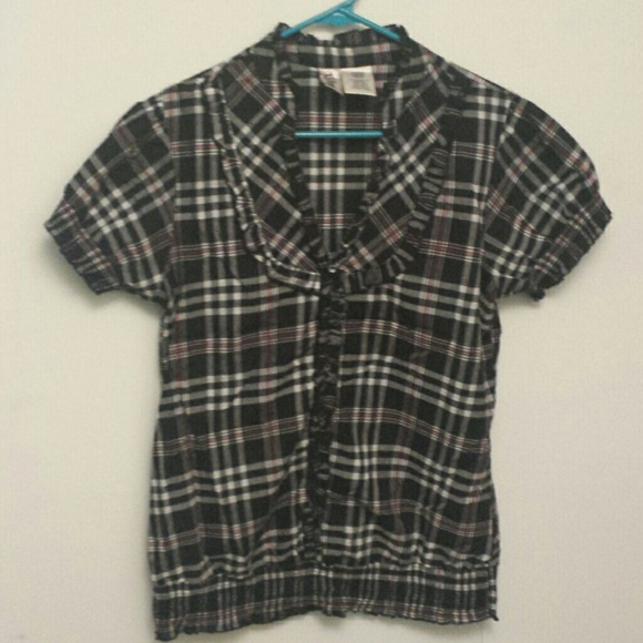 Plaid shirt with ruffles