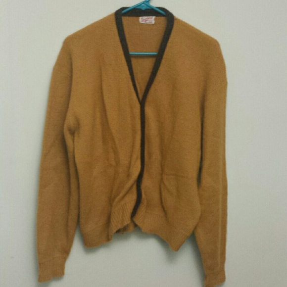 Vintage mustard yellow and brown sweater