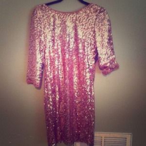 Rose gold sequin shift dress