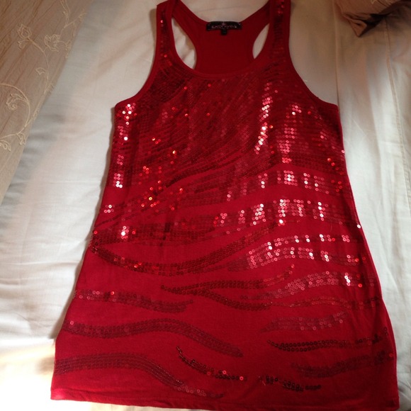 Red sequin tank