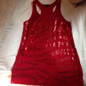 Red sequin tank