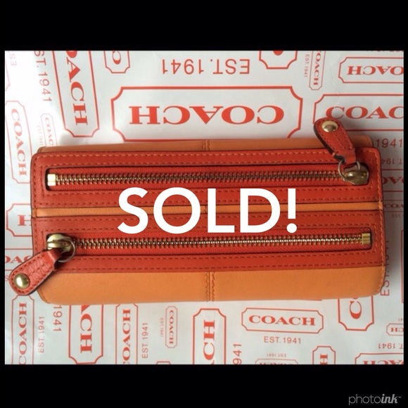 SOLD! Authentic Coach Orange leather wallet