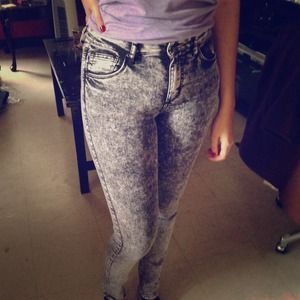 High waist Acid Wash skinny jeans