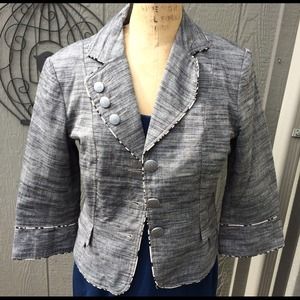 Heather Gray Cotton Crop Sleeve Blazer