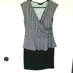 Houndstooth peplum dress
