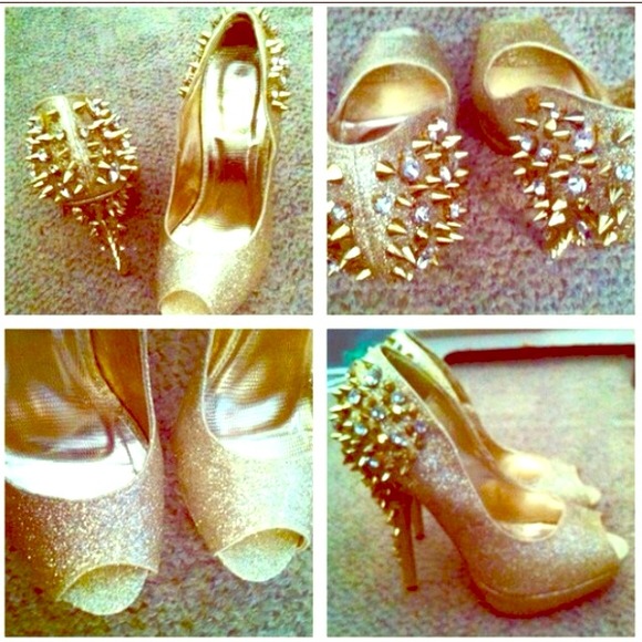 Posh Shoes - Sold!  Gorgeous gold spiked heels!  NWOT.