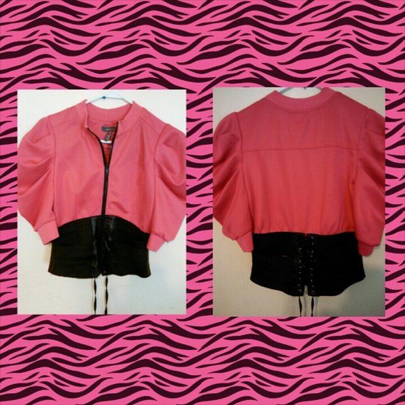 Gracia hot pink and  black jacket size medium