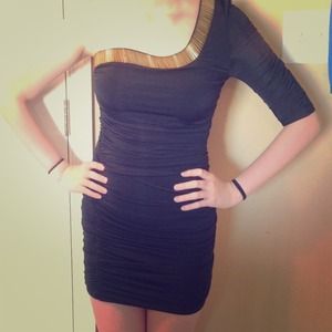 Black One Sleeved Cocktail Dress