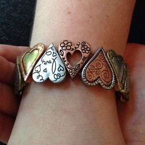 Mixed metal heart bracelet