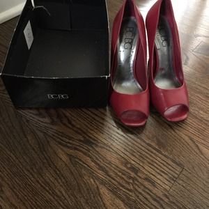 Red peep toe BCBG pump