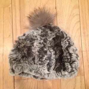 Grey fur beanie