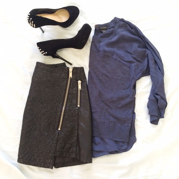 Topshop Asymmetrical Faux Leather Skirt