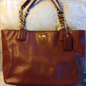 Coach brown leather tote