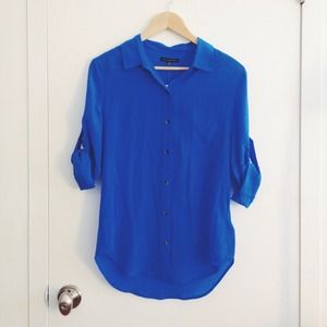 Madewell Broadway & Broome Blue Silk Shirt NWT