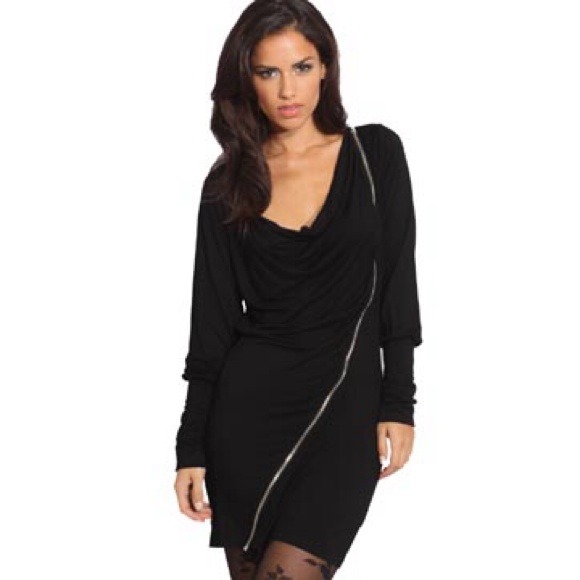 ASOS Rare Long Sleeve Asymmetric Zipper Dress