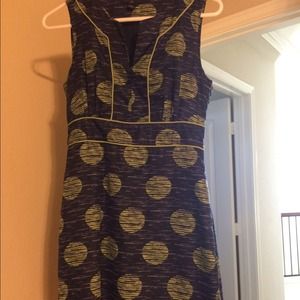 Banana Republic 4P Blue Dress w/ Green Polka Dots
