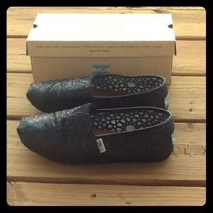 SOLD.  Black glitter Toms. Size 7.5
