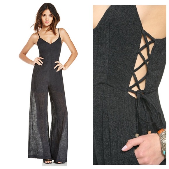 Line & Dot Charcoal Jumpsuit - Picture 2 of 2