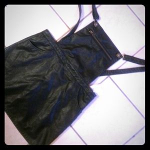 Black pleather overall skirt