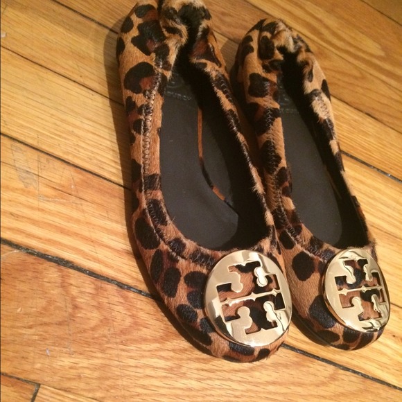 Tory Burch "Reva" Leopard Haircalf flats