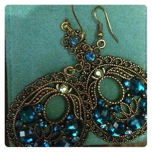 Vintage chandelier turquoise stone earrings