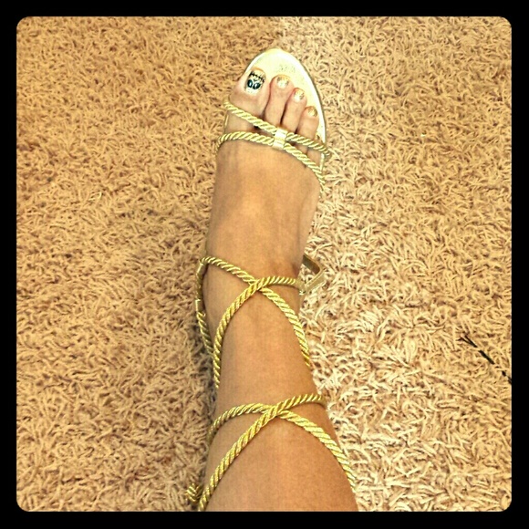 Wrap around gold sandals