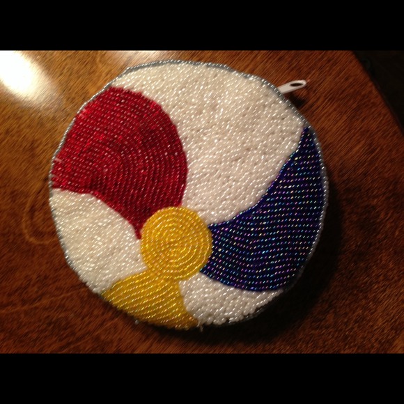 Beaded beach ball coin purse