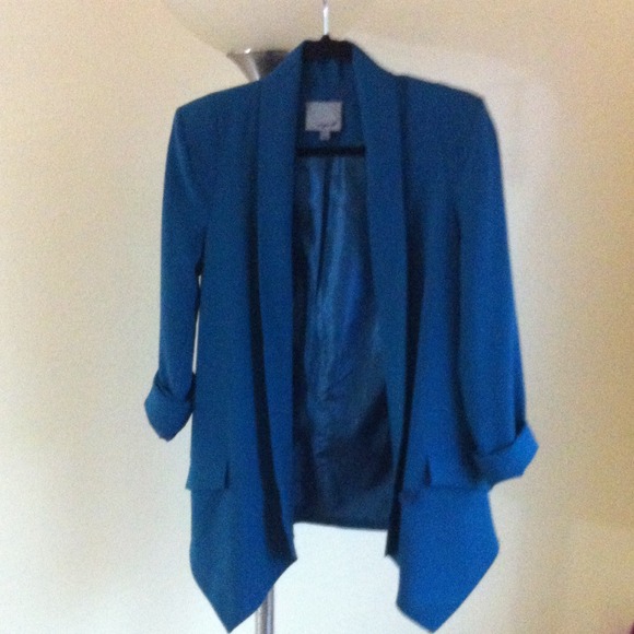 Dark turquoise blazer with shoulder pads