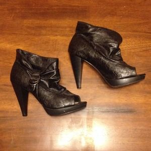 Black open toe boots