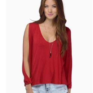 Tobi BLACK top with cut out sleeves