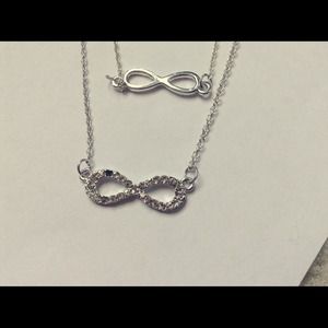 Double infinity silver and diamond necklace!