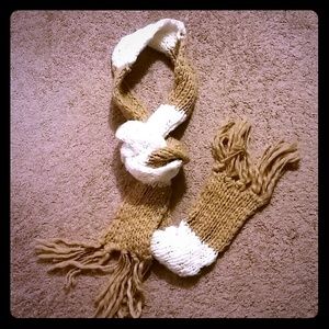 White and tan scarf