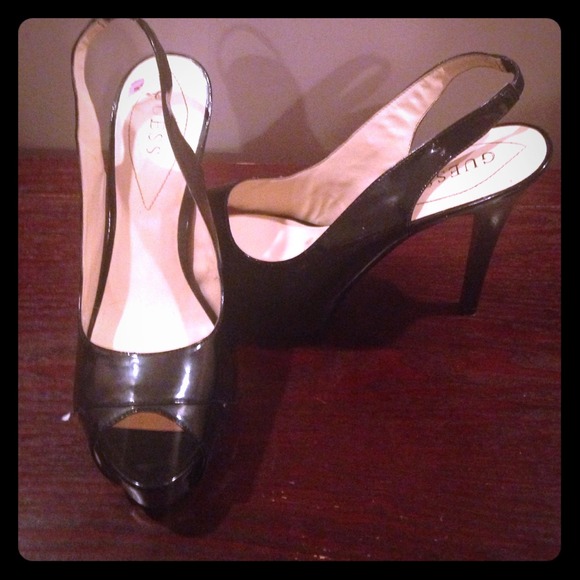 Guess Patent Leather Peep Toe Pumps - Picture 1 of 3