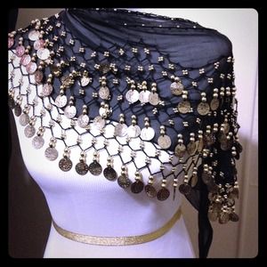 Gold and Black Belly Dancing Shawl.