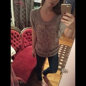 🚫SOLD Taupe textured top with sheer back